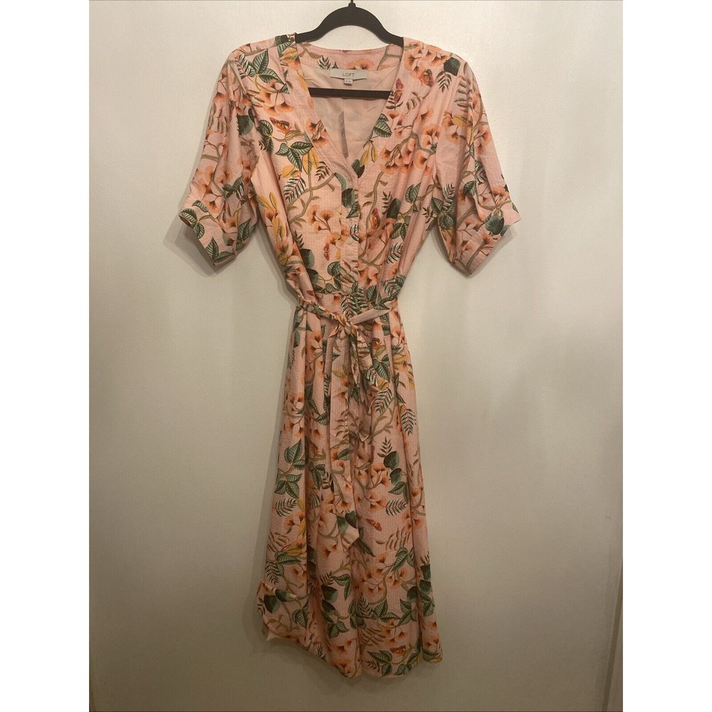 NWT Loft Ann Taylor Sugar Peach Petite Leaf Dress Size 10 R$99